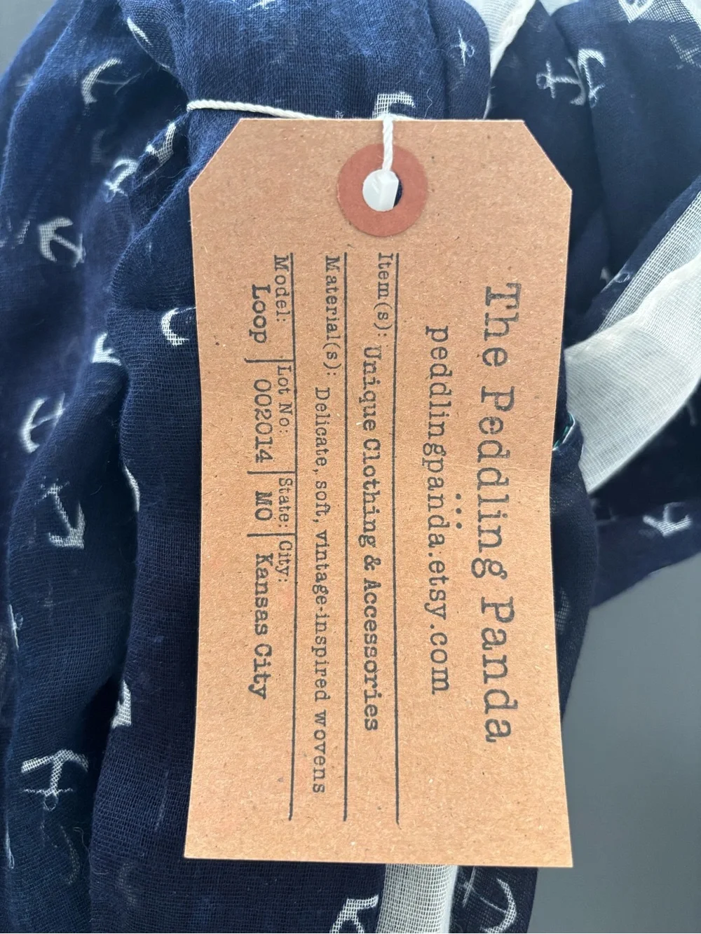 Navy Anchor Infinity Scarf